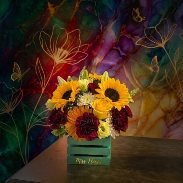 #335 Canasta Verde Primavera – Mix Floral Premium